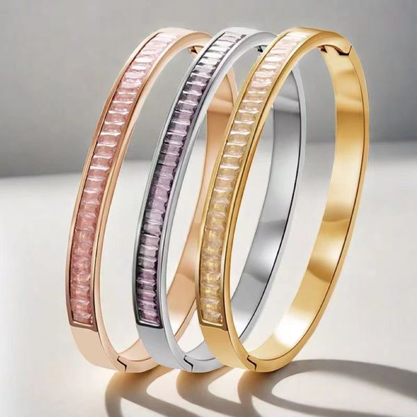 

Luxury Bracelet Stainless Steel Classic Crystal Bracelet for Women Bangle Designer Cuff Jewelry Woman Wedding Party Gift