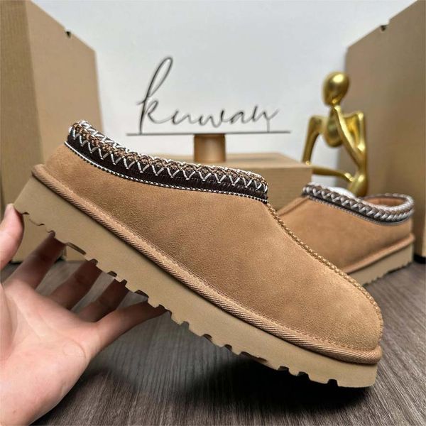 

Tasman Slippers Tazz mustard seed Chestnut Sand Fur Slides Sheepskin Classic Ultra Mini Platform Boot Winter Women Men Slip-on Shoes Suede Upper Wool Fall 001, #2