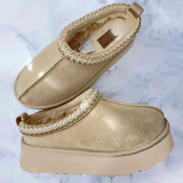 

2024 Tasman Slippers Tazz mustard seed Chestnut Sand Fur Slides Sheepskin Classic Ultra Mini Platform Boot Winter Women Men Slip-on Shoes Suede Upper Wool Fall AAAAA++++, Deluxe-18