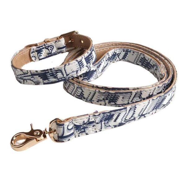 

Adjustable with Metal Buckle Dogs Collar for Cats and Outdoor Traction Rope, Blue