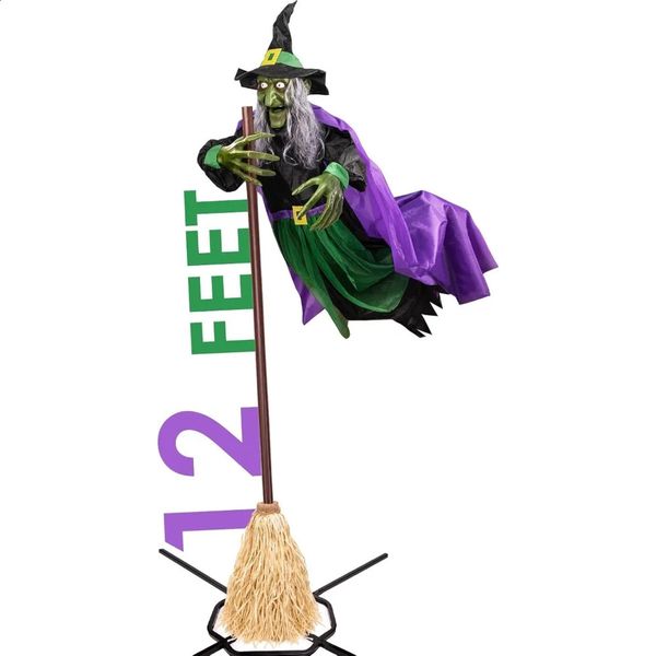 

Halloween Decorations Outdoor 12 ft Animated Hovering Witch Animatronics Sound Touch Activated Sensor Animatronic Scary 240823