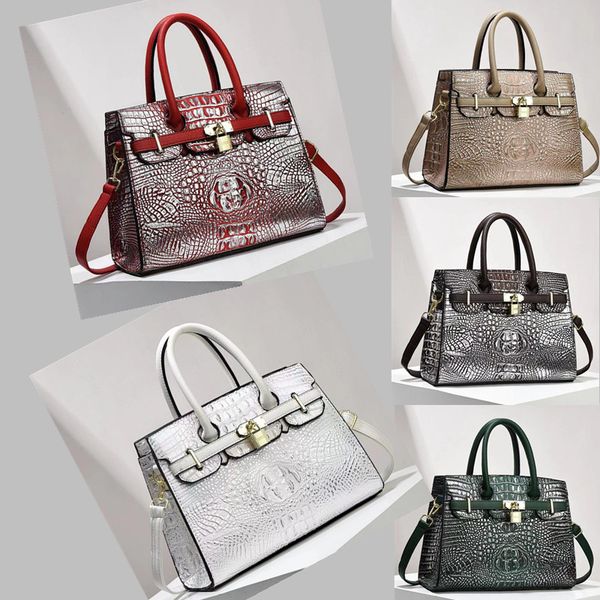 

Minority popularity padded leather ladies handbags elegant retro crocodile handbags daily Joker commuter shoulder bag gold buckle fashion handbags wholesale, Red
