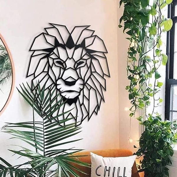 

Home Decor Wall Art Modern Wall Sculpture Lion Metal Wall Decor Geometric Lion Head Animal Decoration