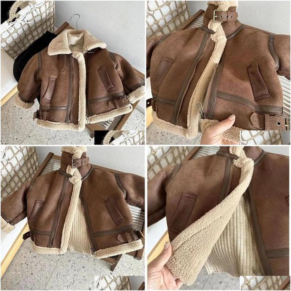 

Down Coat Cashmere Leather Jacket Winter Keep Warm Boys Thick ing With P Fur Collar Hooded Heavy For Kids Girls Coats 231226 Drop D Dhnuj, Colorful