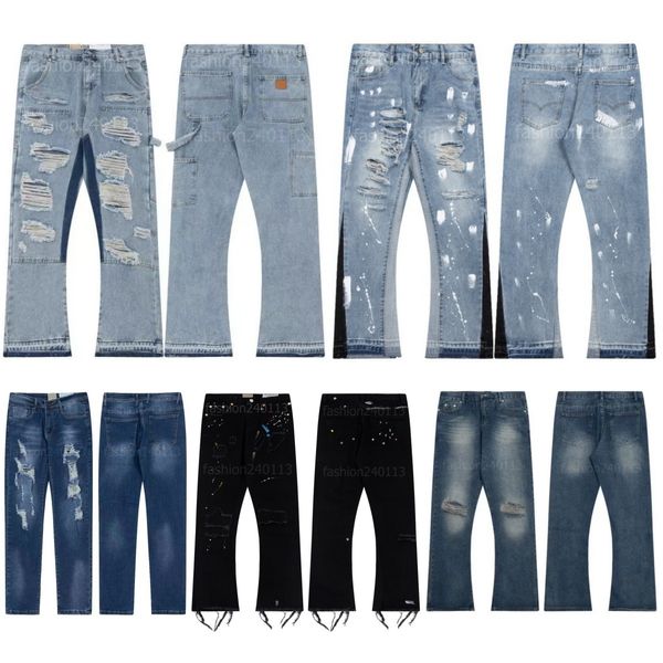 

black jeans designer pants men baggy mens jeans women stacked jeans uomo black pants high quality straight design retro streetwear casual sweatpants mens clothing, Silver