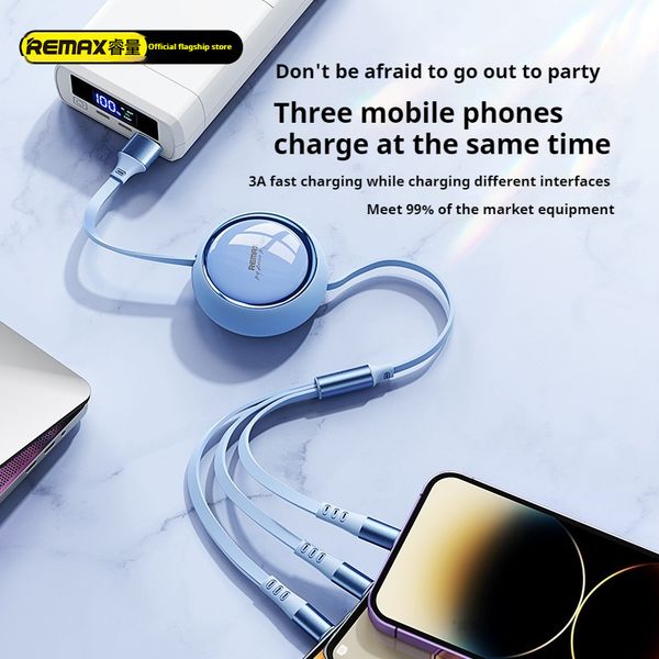 

glong Remax 15W fast charging, mobile phone, in cable, extendable, one to three charging cable chargg