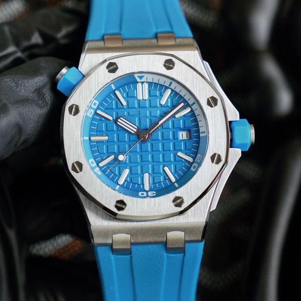 

for Men Automatic 8215 Movement Watches 42mm Calendar Watch Waterproof Sapphire Crystal 316L Stainless Steel Case Rubber Strap Montre de e ee, S3