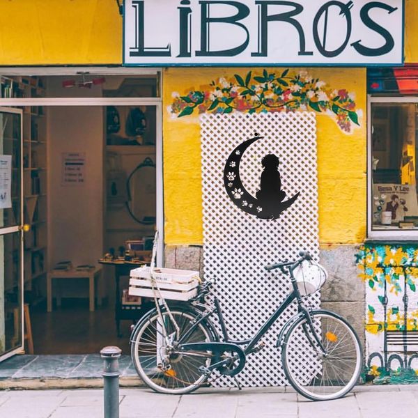 

Moon and Dog Wall Art Decoration Metal Wall Silhouette Sign Black Wall Art Sculpture