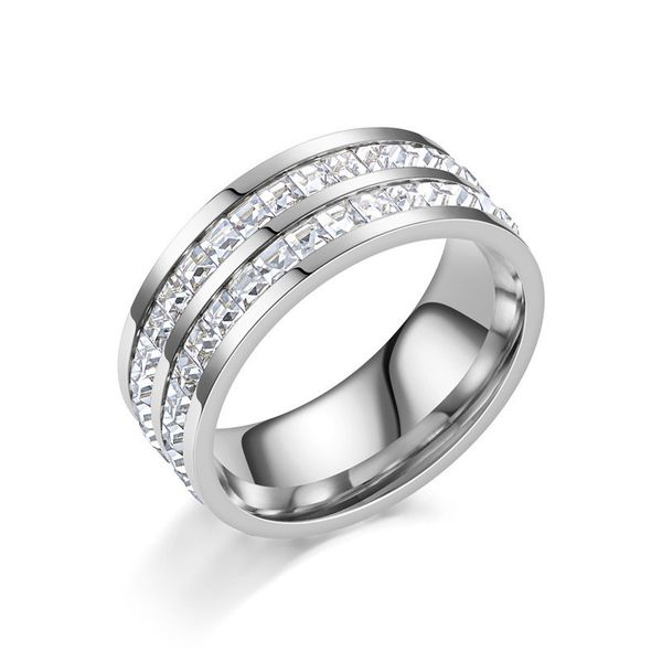 

Women Stainless Steel Diamond Ring Men Gold Finger Zircon Ring Couple Wedding Jewelry Lovers Rings Wholesale Size 5-13
