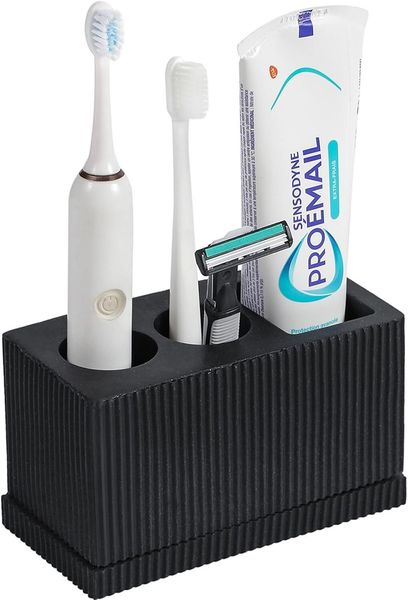 

Rejomiik matte white bathroom electric holder bamboo toothbrush and toothpaste storage box suitable for sin workbenches