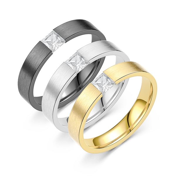 

Simple Ring Stainless Steel with Diamond Couple Jewelry for Men Women Ring Engagement Birthday Gifts