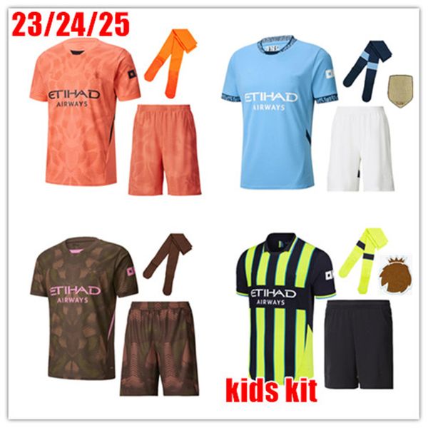 

HAALAND 23  ManCHestERs Soccer Jersey Kids Kit MANS CITIES MAHREZ DE BRUYNE FODEN 2023 2024 new football shirt kids kit sets uniform set Top quality, 24 25 kids home no socks