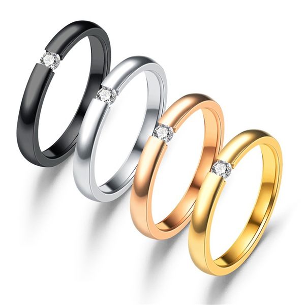 

Men Simple Thin Ring Stainless Steel Couple Ring Silver Gold with Diamond Finger Ring Jewelry Wholesale Size 6-13