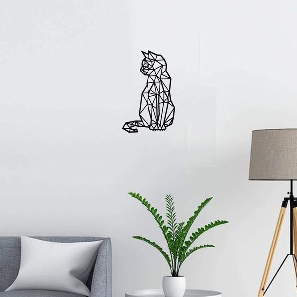 

Metal Wall Art Geometric Cat Decorative Wall Silhouette Decoration Minimalist Metal Wire Cat Metal Wall Decoration