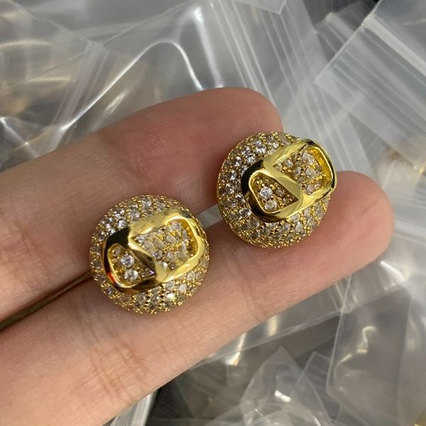 

Luxury Designer Brand Earring High Quality Women Crystal Zircon Diamond 18k Gold Plated Studs Earrings Wedding Party Jewelry