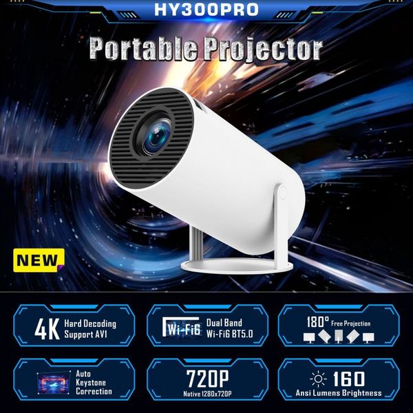 Smart Projectors HY300pro Mini hy300 HD intelligent portable projector WiFi6+BT5.0 for Home Gaming