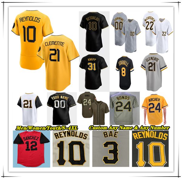 

Paul Skenes Baseball Jersey Bryan Reynolds Oneil Cruz Andrew 22 McCutchen Ke'Bryan Hayes Rowdy Tellez Connor Joe Michael A. Taylor Jared Triolo Mitch Keller Clemente, Men player version black gold style