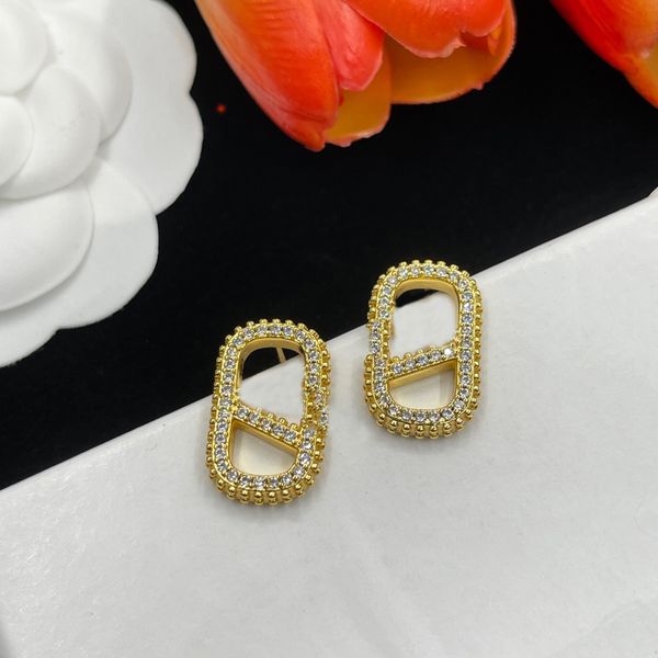 

Luxury Brand Letters Designer Stud Earring Designer Earrings for Women 18K Gold Studs Elegant Hoop Diamond Crystal Earrings Rings Party Jewelry Accessories