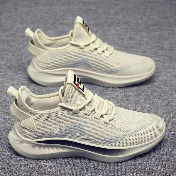 

man running shoes Black white khaki Breathable classic breathable mesh fly-knit outdoor Sneakers Mens trainers runner 40-44, Grey