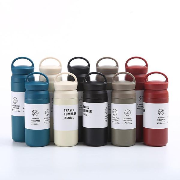 

Japanese Haruku Stainless Steel Insulated Creative Handheld Lid Portable Outdoor Travel Double layer Vacuum Coffee Cup, Blue