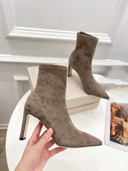 

Silk Elastic Lycra High-Density Cashmere Boots for Cold Weather, Grey