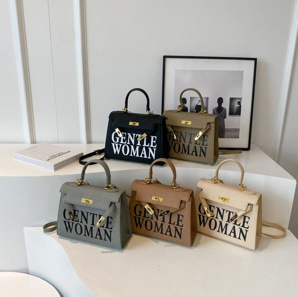 

Wholesale factory shoulder bag 5 colors online celebrity street letter fashion handbag daily Joker solid color leather clutch bag retro buckle women backpack, Beige