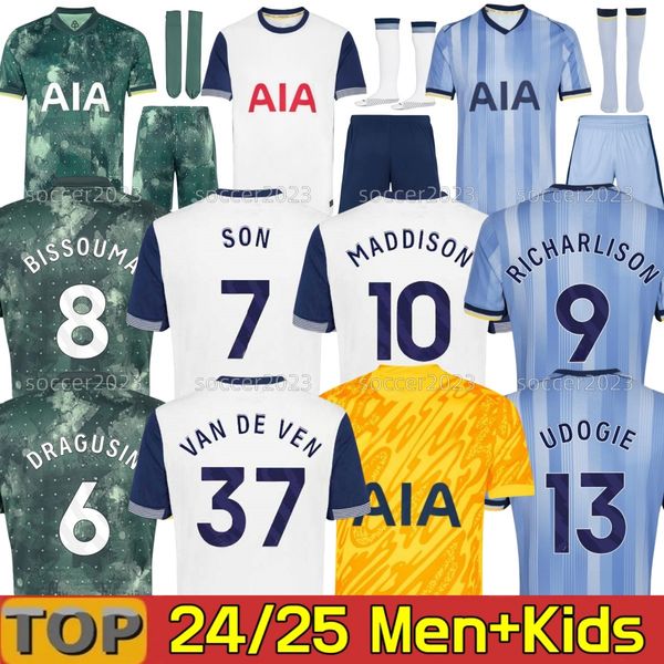 

4XL 2024 2025 MADDISON SON Soccer Jerseys ROMERO KULUSEVSKI RICHARLISON KULUSEVSKI 24 25 VAN DE VEN BISSOUMA JOHNSON Football kit shirt SPURS Men kids sets, Black