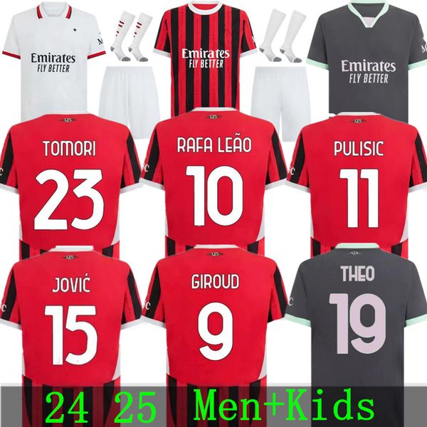 

24 25 PULISIC GIROUD MILANs Soccer Jerseys R.LEAO 2024 NEW MILANS Soccer Shirt THEO IBRAHIMOVIC 2024 AC football Shirt ROMAGNOLI REIJNDERS Home Away Men Kids kit, 24 25 away