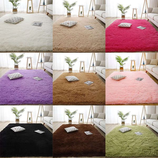 

Silk Wool Tie Dye Solid Color Living Room Bedroom Bedside Carpet: Dirt-Resistant, Easy-to-Maintain Foot Mat