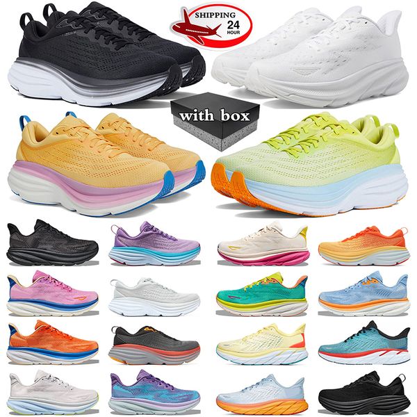 

Options With Box mens sneakers one clifton 9 bondi 8 designer running shoes Triple Black White Red Green Hot Coral womens trainers sports outdoor