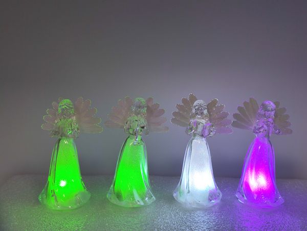 

Mini fiber optic angel 4-piece Christmas gift LED light ornament PS material