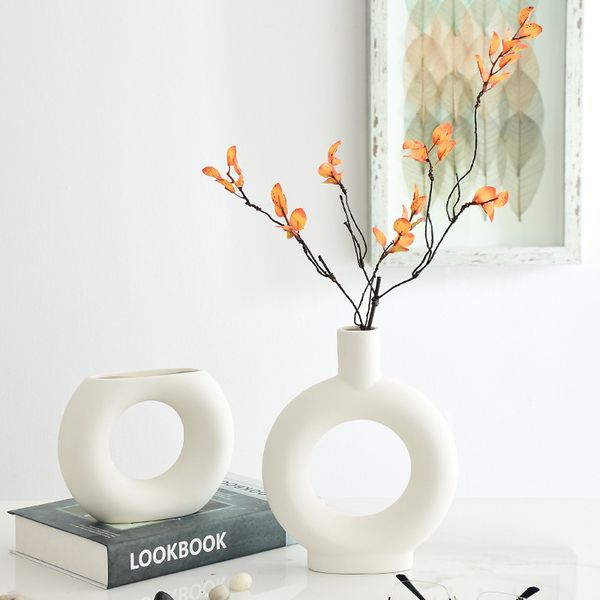 

Geometric Art Ceramic Vase Hollow Flower Arrangement Decoration Living Room Home Ornaments
