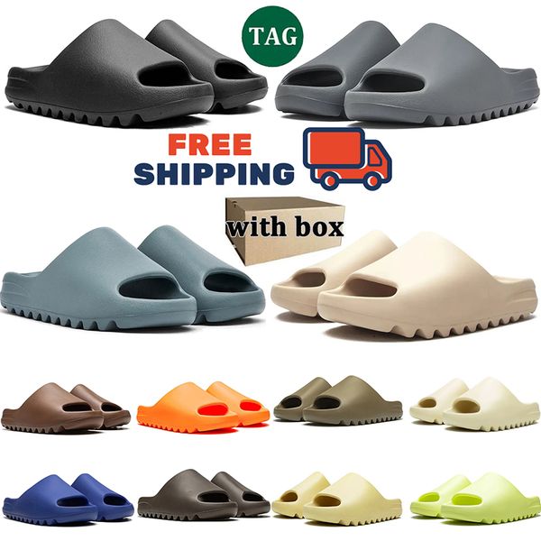 

Free Shipping With box designer sandals slippers men women slide Onyx Bone Desert Sand Brown Blue Green slipper summer sliders flip flop shoes 35-46
