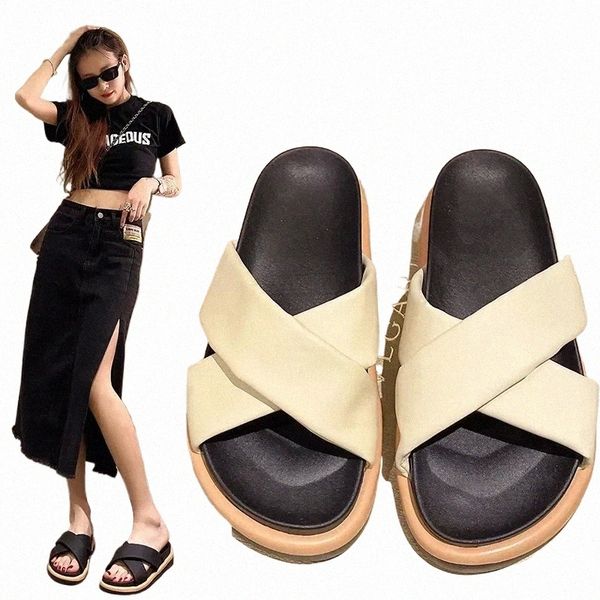 summer elevating thick soled slippers female outside wear a hundred matching net Red Cross with bread drag step poo 240607NllR#