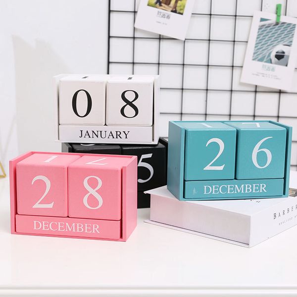 

Wooden Perpetual Desktop Calendar Wholesale Home Decorations Photography Props