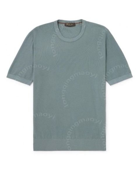

Designer Mens T Shirt Loro Piano Men Slim-fit Cotton and Silk-blend Pick T-shirt Short Sleeves Tops Summer Tshirts, Green