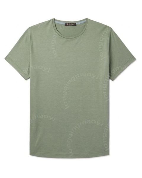 

Designer Mens T Shirt Loro Piano Men Green Silk And Cotton-blend T-shirt Short Sleeves Tops Summer Tshirts, White