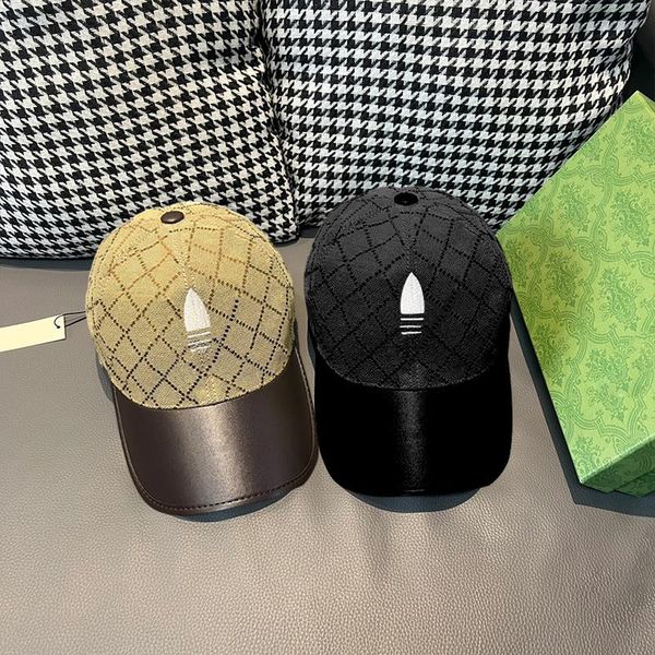 

Fashion Ball Caps Designer Summer Grid Cap Colourful Hats for People 2 Color Black Brown, Blue
