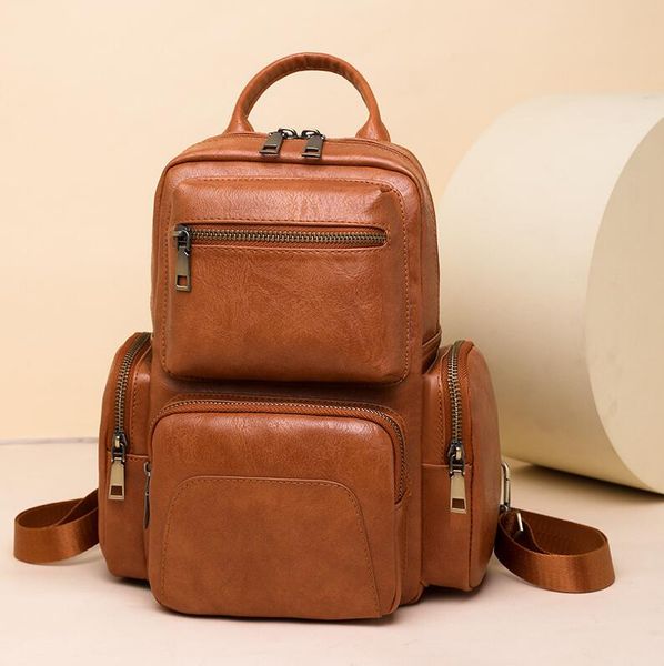 

outlet shoulder bag 5 colors simple atmosphere solid color outdoor sports and leisure backpack Joker frosted leather Messenger bag fashion zipper women bag 0382, Clear