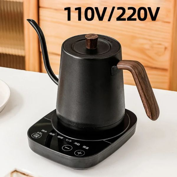 

Gooseneck Tools Electric 800ml Hand Brew Coffee smart Teapot Temperature Control Pot 1000W Rapid Heating Kettle 110v/220v, Black