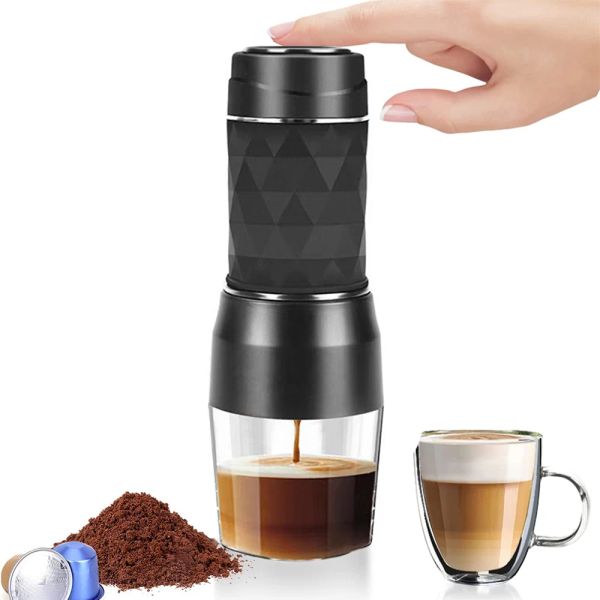 

Espresso Tools Maker Hand Press Capsule Ground Brewer Portable hine for Home Travel and Picnic Coffee Supply, Army green