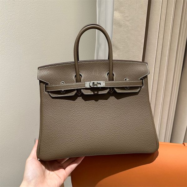 

Classic Tote Bag Designer Handbag Luxury women's bag Fully handmade using Imported Original Togo Leather Beeswax thread sewing 24K Platinum electroplate Hardware, Cream