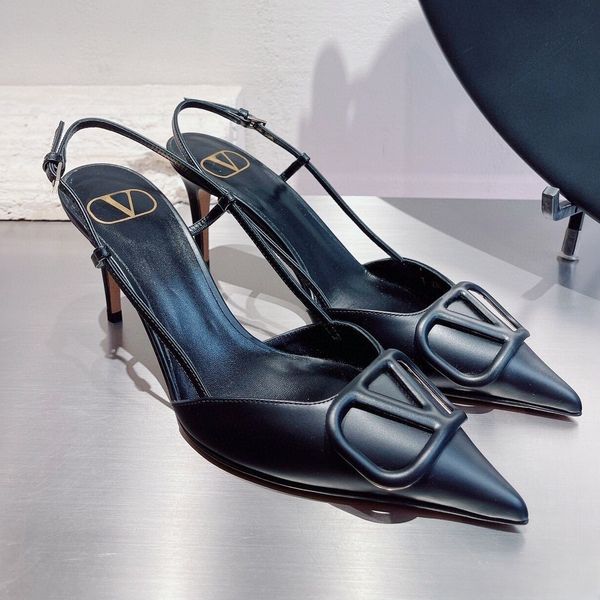 

Women Sandals Designer High Heels Pointed Shoes Luxury Metal Buckle Lacquer Skin Shining 4cm 6cm 8cm 10cm Thin Heel Genuine Leather Sandal with Dust Bag 34-44, Blue 1