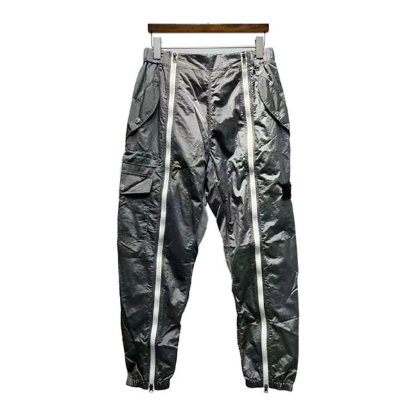 

Men's Pants Top spring and summer Compass embroidery men's metal nylon casual pants Topstoney reflective metal nylon trousers for men women Couple Trousers, Army green-pj031 si