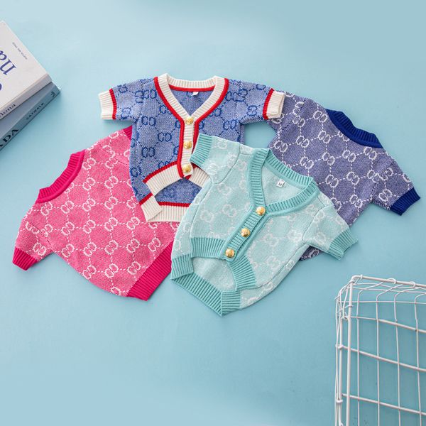 

Dog cardigan pet corgi Chenery brand clothes warm in autumn and winter fashion dog sweater, Pink