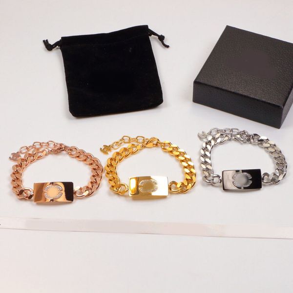 

Luxury Letter Chain Bracelets Gold Silver Rose Plated Stainless Steel Pendant Bangle Brand Designer Women Wristband Fashion Jewelry Accessories High Quality