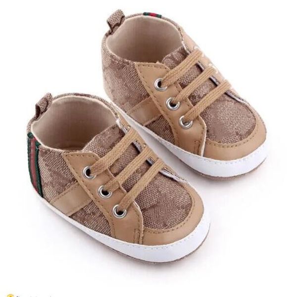 

Designers Baby Shoes Toddler Kids Canvas Sneakers Newborn Infant First Walkers Boy Girl Soft Sole Crib Shoe 0-18 Months, Beige