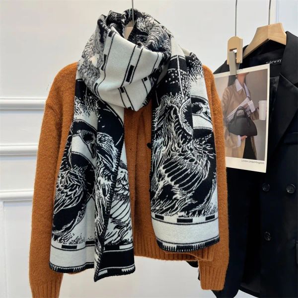 

Designer scarf Women Scas Double Sided Winter Thickened Western Fashion Casual Plaid Letter Printing Pure Cashmere Shawl