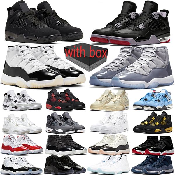 

With box designers shoes 4s Bred Reimagined Black Cat Pure Money Yellow Thunder White Oreo 11s DMP Gratitude Cool Grey Cherry women mens sneakers, 22