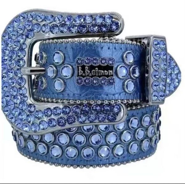 

Designer Belt B i b i Simon Belts for Men Women Shiny Diamond Belt High quality soft artificial leather durable Multicolour with Bling Rhinestones